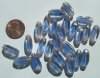 25 17x7mm Four Sided Blue & Pink Ovals